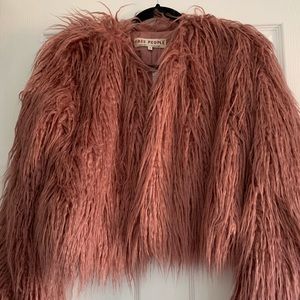 FREE PEOPLE NWT PINK FAUX FUR SHAG JACKET